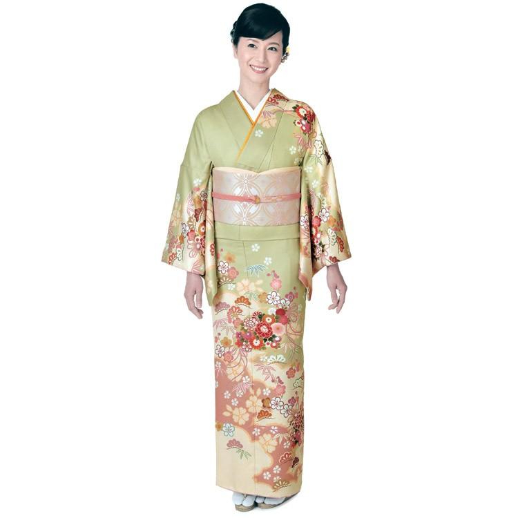 H.L（アッシュ・エル） 訪問着 単品 渋黄緑地 吉祥花薬玉柄 フリー