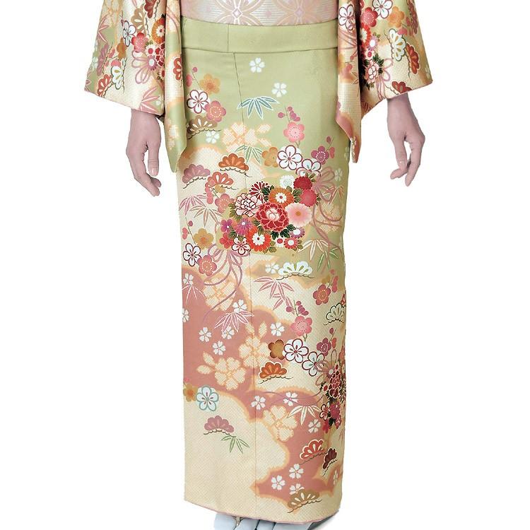 H.L（アッシュ・エル） 訪問着 単品 渋黄緑地 吉祥花薬玉柄 フリー