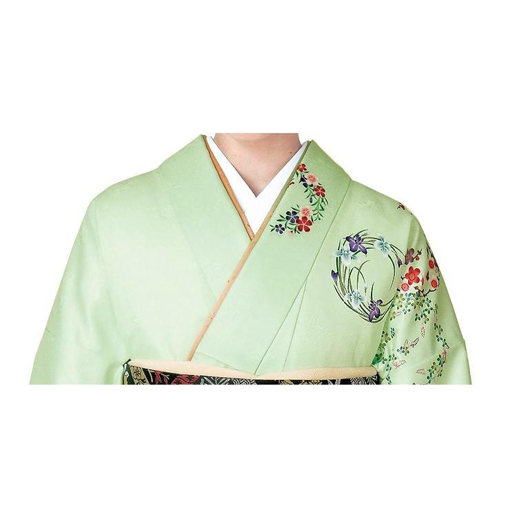 H.L（アッシュ・エル） 訪問着 単品 グリーンぼかし地 吉祥花の丸柄