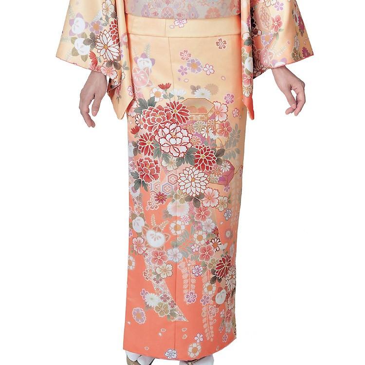 訪問着 花模様 暈し 貝桃色 K-5811 訪問着［桃色の花車模様］｜着物レンタルあき (来店着付け無料・全国