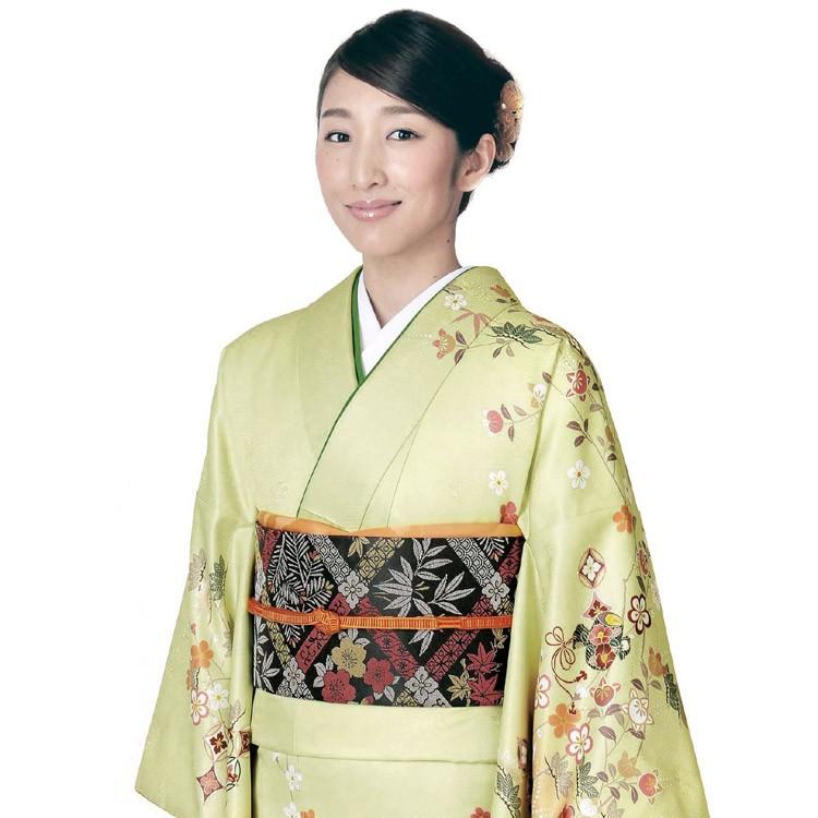 正絹 金彩友禅訪問着 上品な淡緑色 4点セット 螺鈿袋帯、帯揚げ