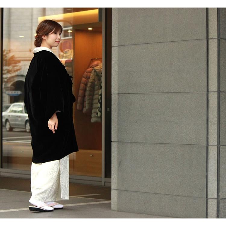 羽織 着物 黒 紺 レディース ベルベット フリーサイズ ブラック