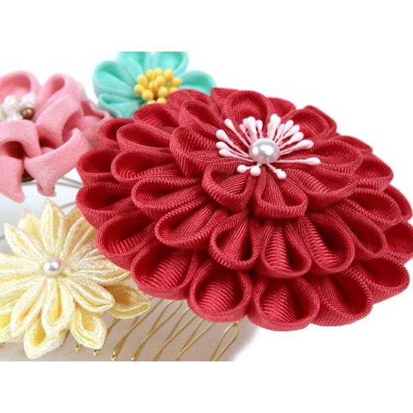 髪飾り つまみ細工 菊 桜 古典 花 コーム 2点セット ヘアアクセサリー 
