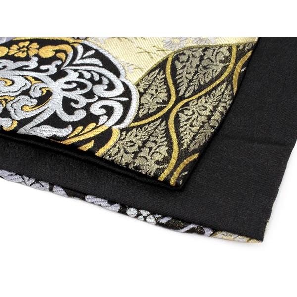 袋帯 フォーマル 全通 黒地 金 銀 道長取り 吉祥 花紋 礼装用 仕立て