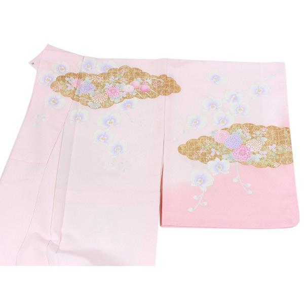 洗える着物 訪問着 フリーサイズ 仕立て上がり 単品 ピンク ぼかし 蘭 雲 萩 菊 格子 大きめ レディース 女性 和装 新品 フォーマル 送料無料の画像