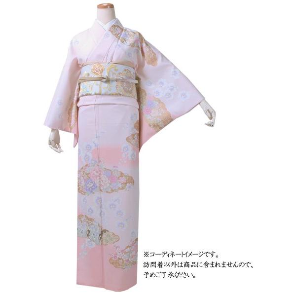 洗える着物 訪問着 フリーサイズ 仕立て上がり 単品 ピンク ぼかし 蘭 雲 萩 菊 格子 大きめ レディース 女性 和装 新品 フォーマル 送料無料の画像