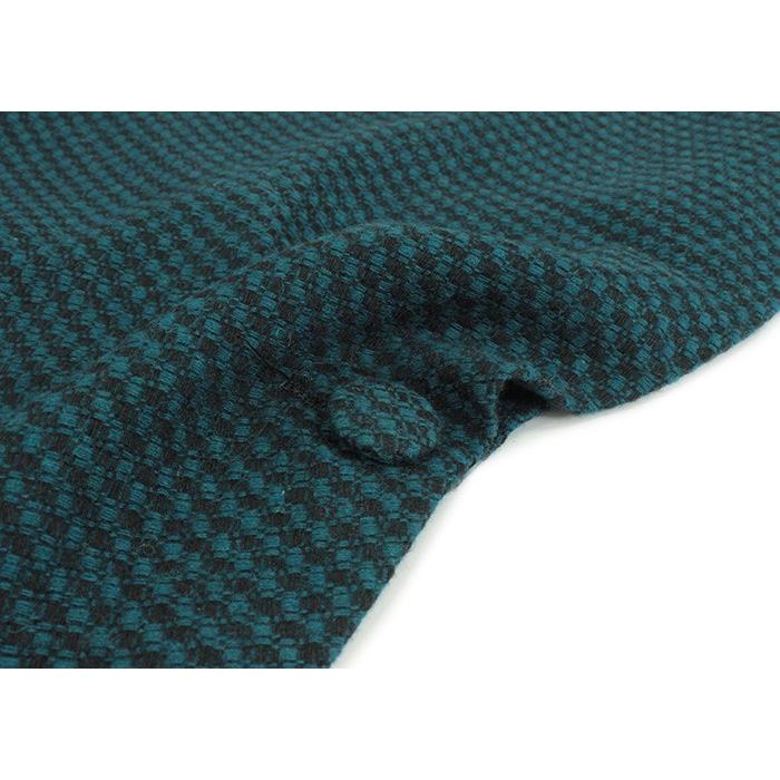 着物 コート ケープ ポンチョ 冬 グリーン チェック 丸衿 フリーサイズ