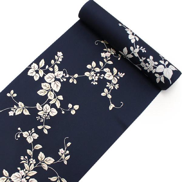 着物 反物 正絹 丹後ちりめん フルオーダー 仕立て付き 濃紺地唐草