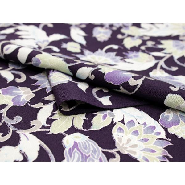 着物 反物 正絹 丹後ちりめん フルオーダー 仕立て付き 濃紫 更紗 小紋