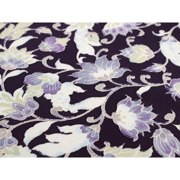 着物 反物 正絹 丹後ちりめん フルオーダー 仕立て付き 濃紫 更紗 小紋