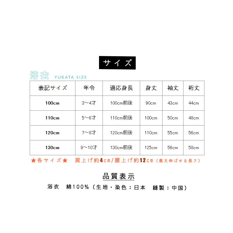 浴衣 子供 単品 女の子 濃紺地 ねじり梅 100 110 120 130 ガールズ キッズ ジュニア 幼児 小学生|kimono-kyoukomati|09