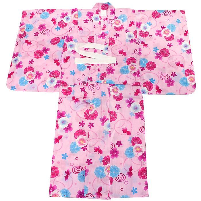 浴衣 子供 単品 女の子 ピンク地 桜 金魚 100 110 120 130 ガールズ