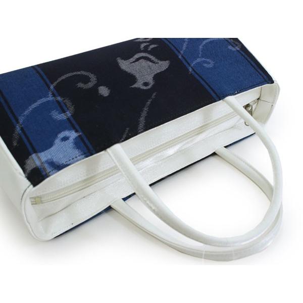 バッグ レディース 単品 ブルー 千鳥 女性 利休バッグ 久留米絣 着物