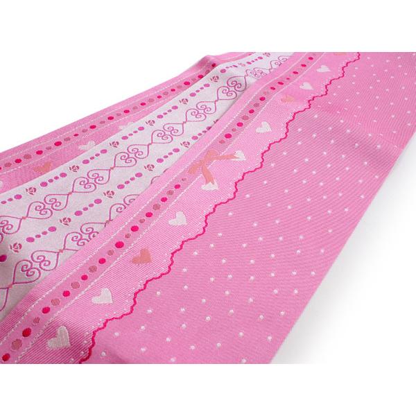 帯 3点セット ピンク ハート 赤 縞 半幅帯 赤 帯飾り レディース 女性 半巾帯 細帯 浴衣帯 リバーシブル 大人 ポリエステル 着物_3