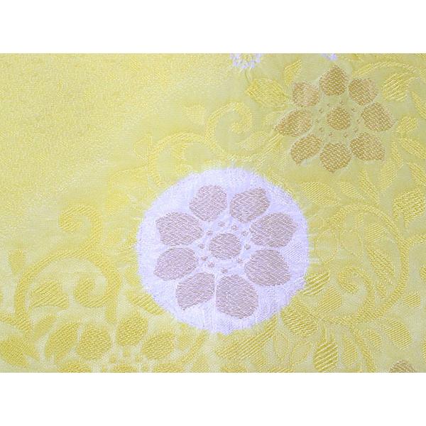 帯揚げ 正絹 単品 レモンイエロー 花唐草 輪出し 丹後ちりめん 日本製