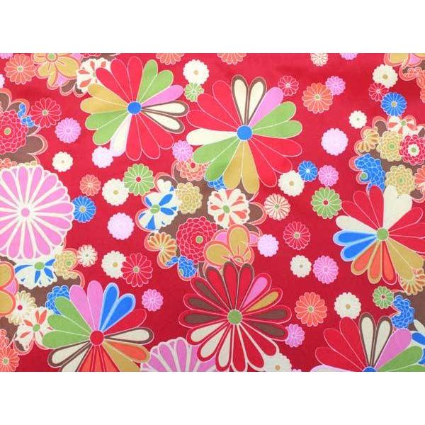 はんてん 半纏 ポケット付 リバーシブル レディース M L 赤 菊尽くし