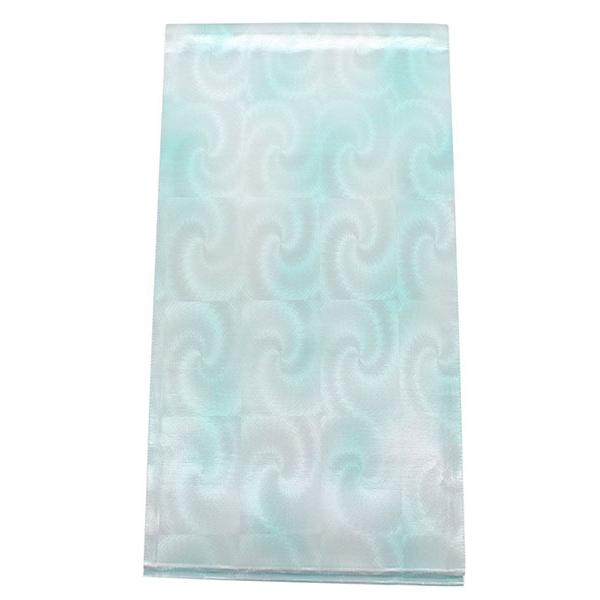 袋帯 絹 六通柄 仕立て付き グリーン 3D 市松 真珠箔 六通 西陣織 浅山