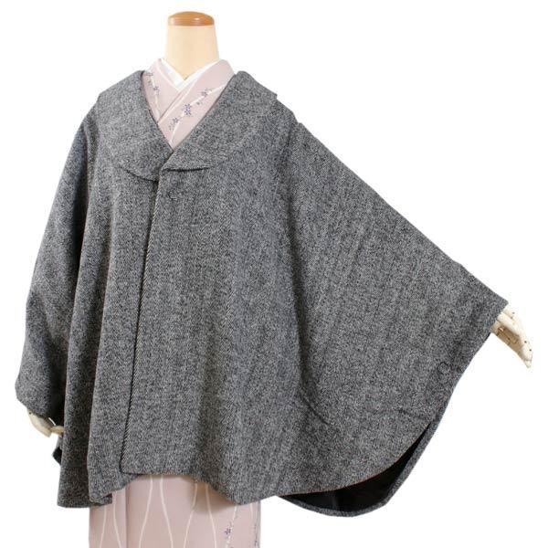 楽天カード分割 コート レディース 着物 ポリエステル 綿 レーヨン ナイロン アクリル ケープ ポンチョ へちま衿 フリーサイズ ミディアム丈 黒x白 幾何学 防寒 暖かい 和装 海外最新 Kwsrbd Com