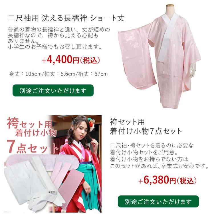 袴セット 白地疋田に花ブーケ からし 袴 卒業式 二尺袖 絵羽柄 大学生 