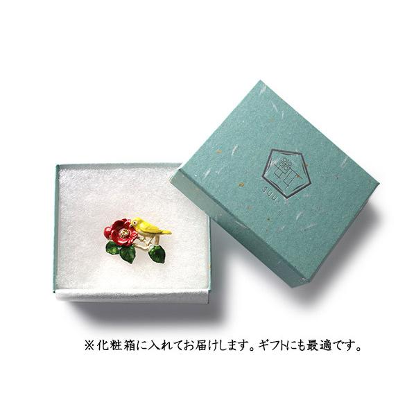 帯留 椿とメジロ 単品 三分紐を通す 軽量 小紋 色無地 オールシーズン 