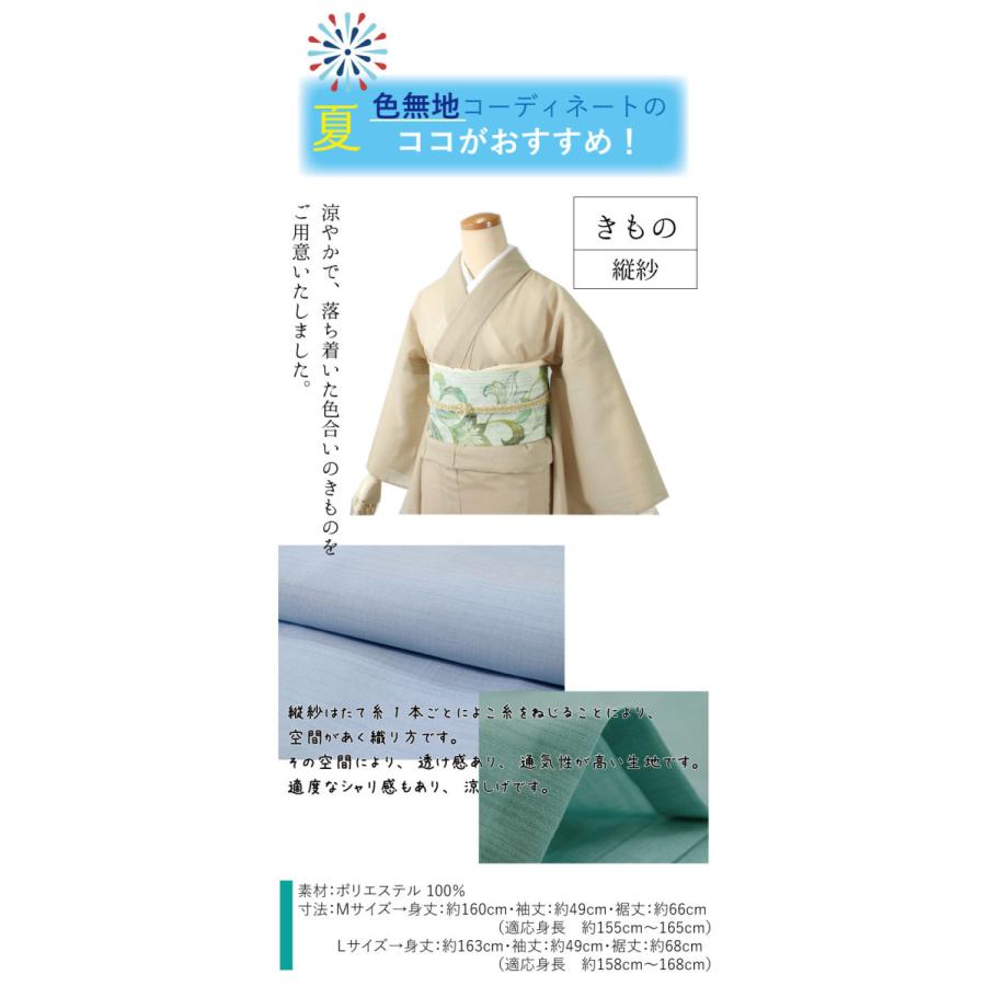 色無地 着物 洗える着物 夏 単衣 レディース 8色 M L 夏着物 名古屋帯