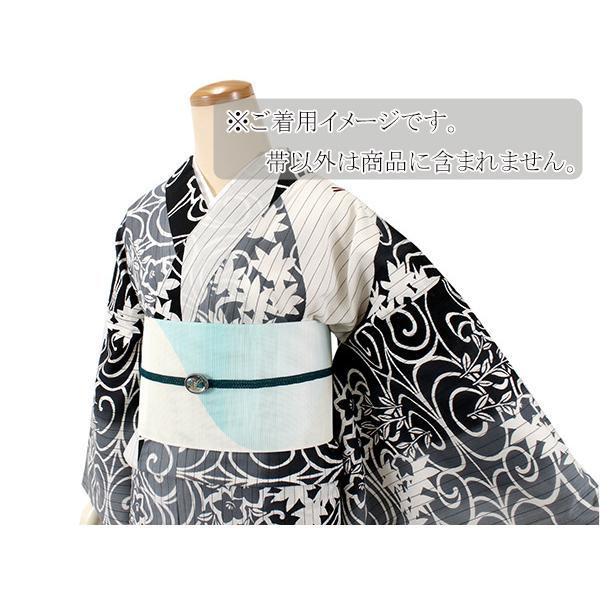 半幅帯 夏 紗 お仕立て上がり 薄クリーム 水色 ぼかし 長尺 和装 夏