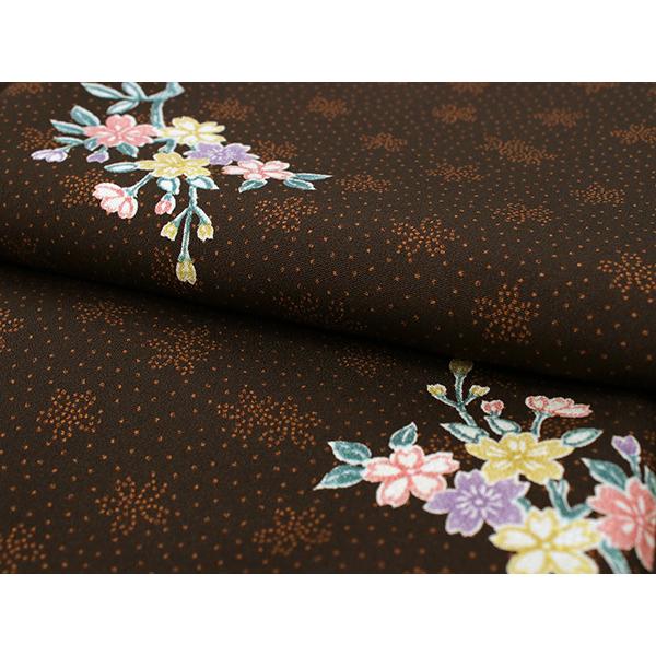 正絹小紋着物デビュー17点フルセット こげ茶地に桜】正絹着物 西陣織