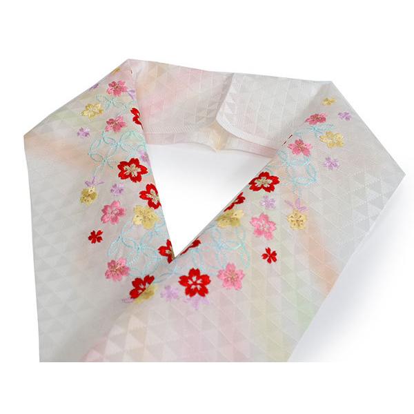 七五三 刺繍 半衿 単品 子供用 3歳 7歳 白 七宝 桜 鱗