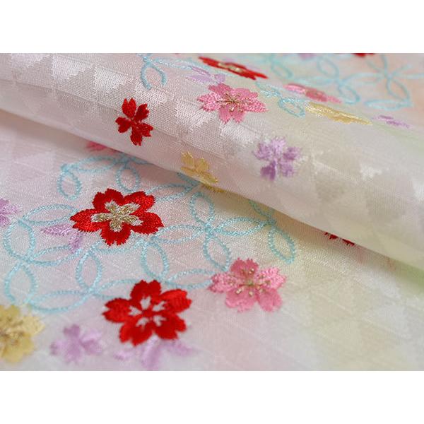 七五三 刺繍 半衿 単品 子供用 3歳 7歳 白 七宝 桜 鱗