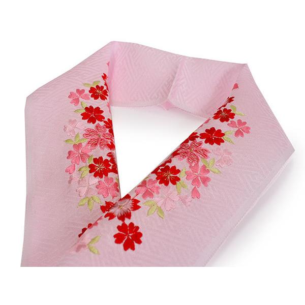 七五三 刺繍 半衿 単品 子供用 3歳 7歳 ピンク 赤 桜 日本製 正絹 着物