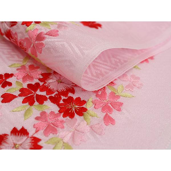 ③七五三 着物 赤 半襟付 七五三 刺繍 半衿 単品 子供用 3歳 7歳 ピンク 赤 桜 日本製