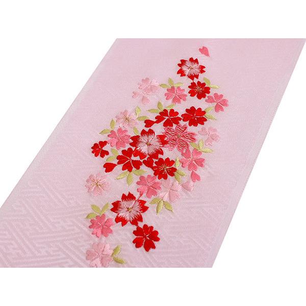 七五三 刺繍 半衿 単品 子供用 3歳 7歳 ピンク 赤 桜 日本製 正絹 着物