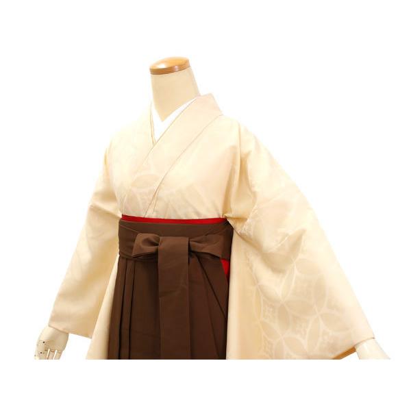 卒業式 二尺袖 着物 袴用 単品 クリームベージュ 七宝地紋 
