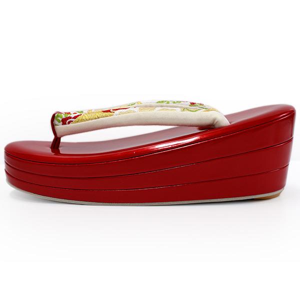 草履バッグセット 振袖 成人式 二尺袖 卒業式 赤地華紋柄 フリー