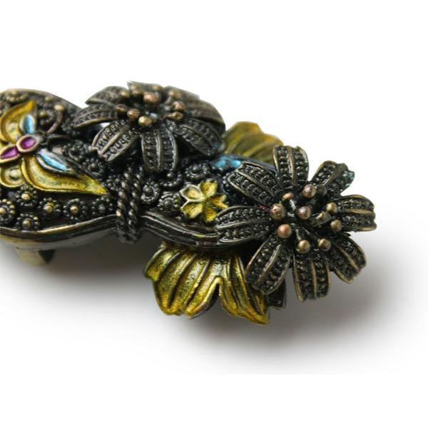 帯留 瓢箪 花 蝶 単品 三分紐を通す アンティーク調 和 可愛い 帯留め