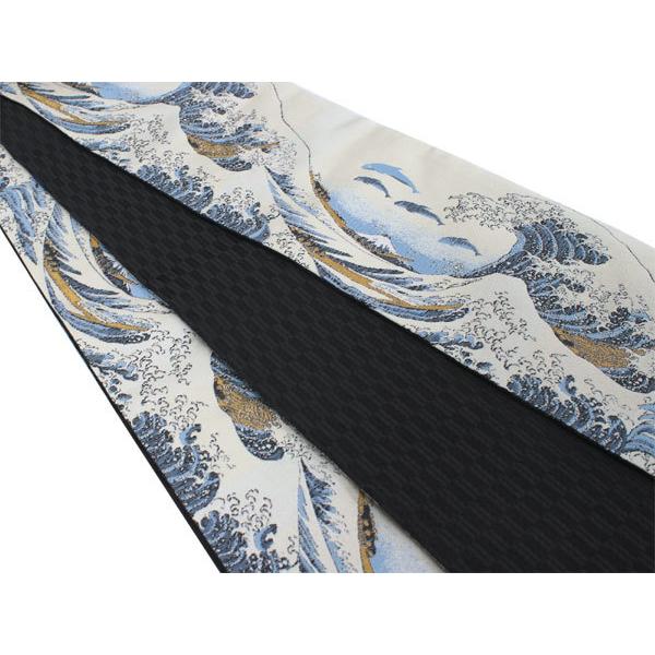 半幅帯 単品 ベージュ 白 葛飾北斎 富嶽三十六景 富士山 リバーシブル