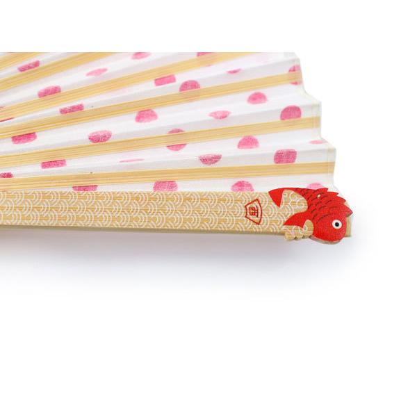 扇子 扇子袋 2点セット 縁起 鯛 めで鯛 綿 赤 水玉 ドット 桐箱入り