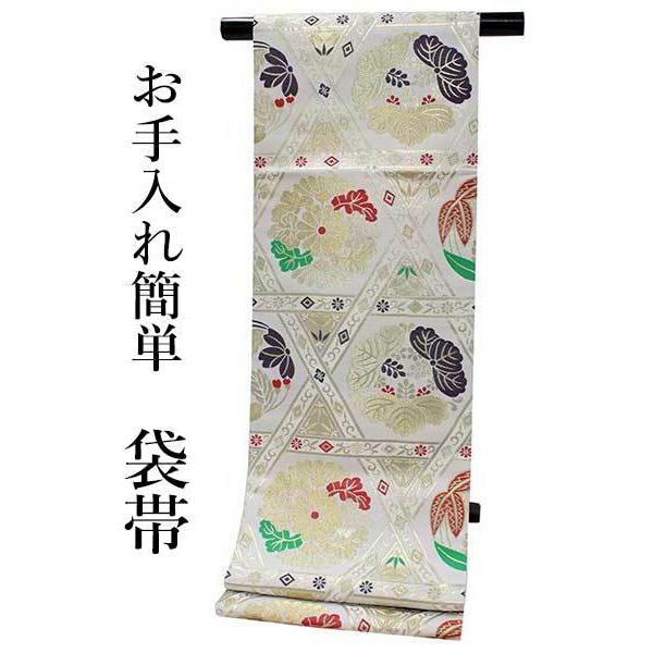 袋帯 礼装 白 金 赤 緑 紫 六角形 三角 単品 新品 振袖 フォーマル ポリエステル 仕立て上がり レディース 女性 和服 和装 着物