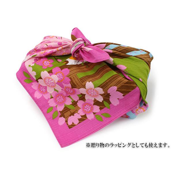 風呂敷 綿小ふろしき お花見 桜 4月 ピンク色 50cm 中巾 小さい 日本製