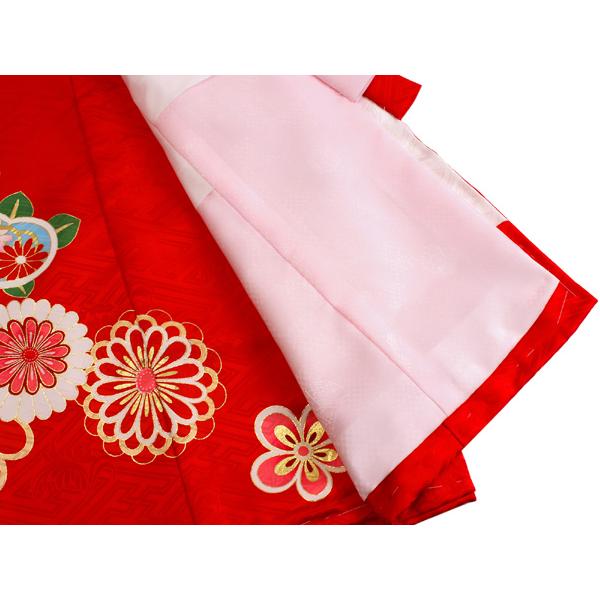 お宮参り 産着 女の子 赤 ねじ梅 ねじ菊 着物 長襦袢 セット 古典
