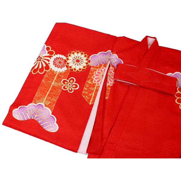 お宮参り 産着 女の子 赤 ねじ梅 ねじ菊 着物 長襦袢 セット 古典