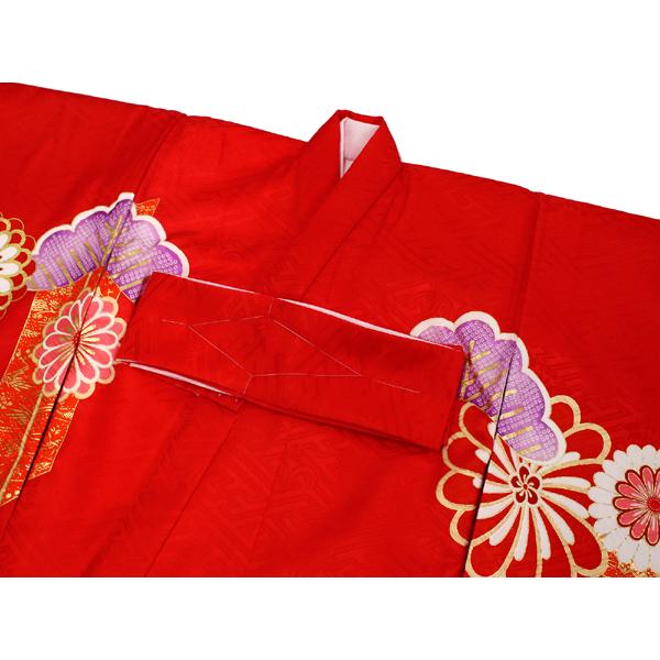 お宮参り 産着 女の子 赤 ねじ梅 ねじ菊 着物 長襦袢 セット 古典