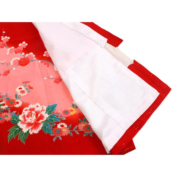 お宮参り 産着 女の子 赤 御所車 束ね熨斗 蝶 着物 長襦袢 セット 古典