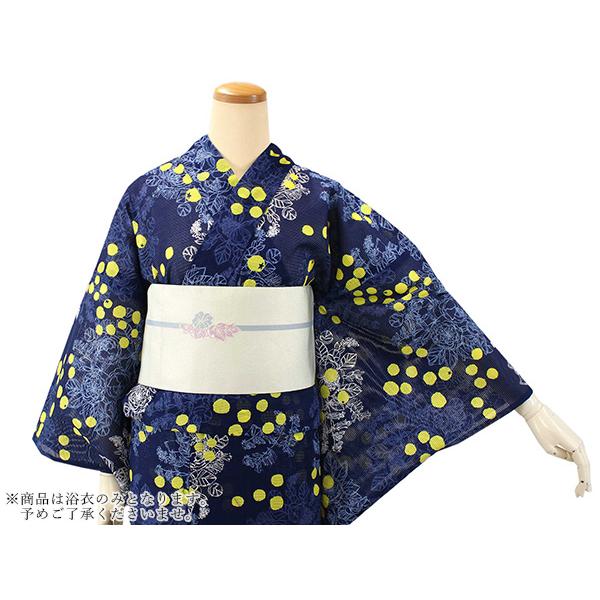 浴衣 綿絽 レディース 仕立て上がり フリーサイズ みすゞうた 青