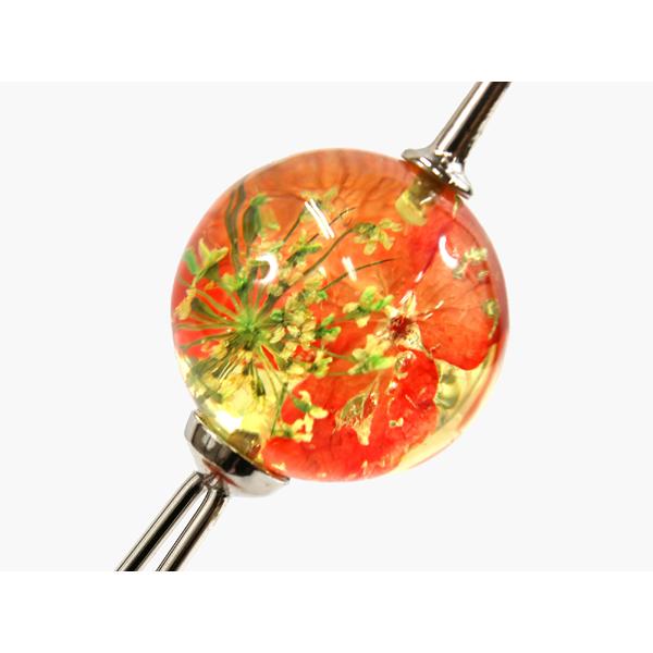 かんざし 和装 オレンジ ドライフラワー 簪 玉 玉かんざし 二本足 和装