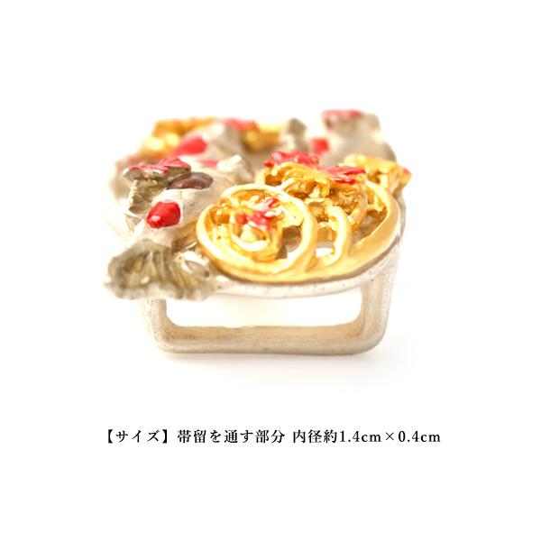 帯留め 珊瑚 鯉(和装小物 帯飾り 帯留 帯止) 帯留 鯉 秋 単品 三分紐を通す シンプル 和 帯留め 帯どめ 小紋 洒落着