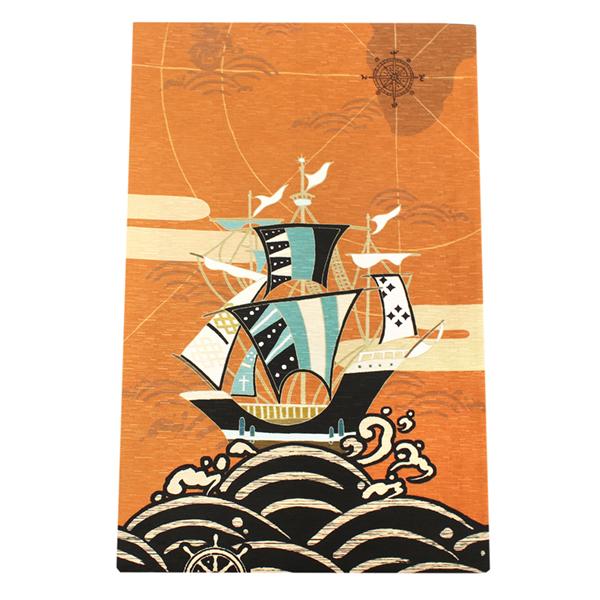 【未使用】wakka 黒猫とピアノ　薔薇　名古屋帯　正絹　市松地紋 名古屋帯 正絹 新品 仕立て上がり カジュアル オレンジ 船 未使用 絹