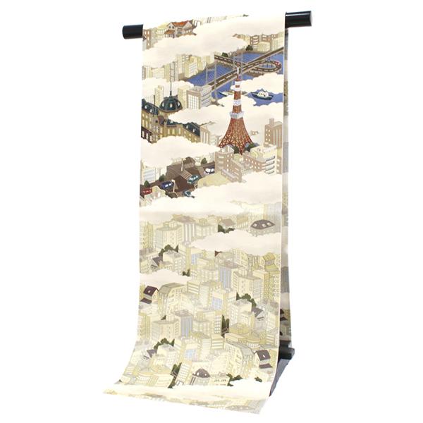 名古屋帯 正絹 新品 仕立て上がり カジュアル ベージュ 東京 名古屋帯 正絹 新品 仕立て上がり カジュアル ベージュ 東京