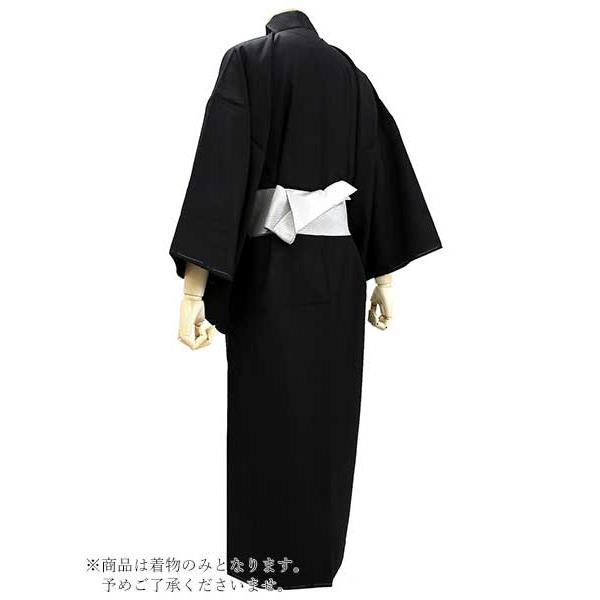 着物 メンズ 洗える 仕立て上がり 黒 無地 袷 M L LL 3L 単品 男性