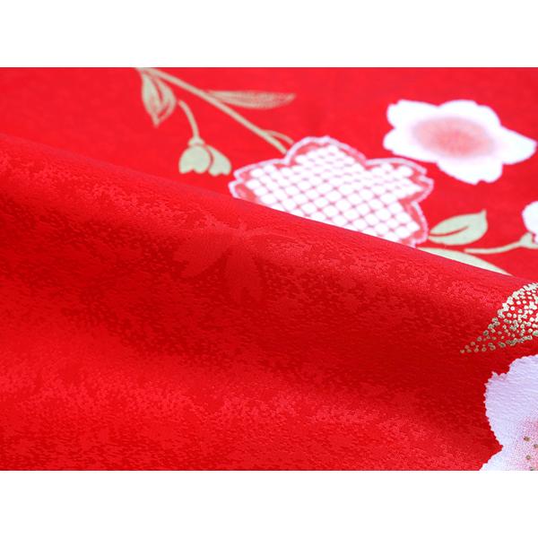 七五三 着物 7歳 赤 桜 四つ身 女の子 ピンク 蝶 熨斗 古典 長襦袢